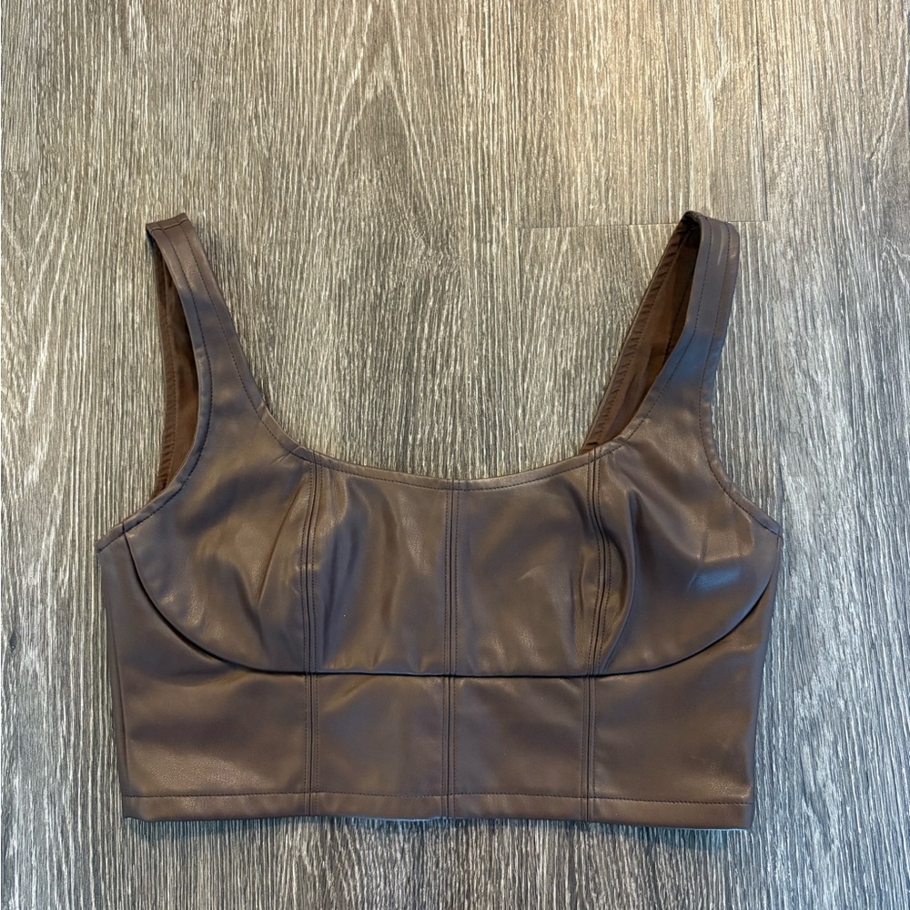 Banana Republic Brown Faux Leather Bustier